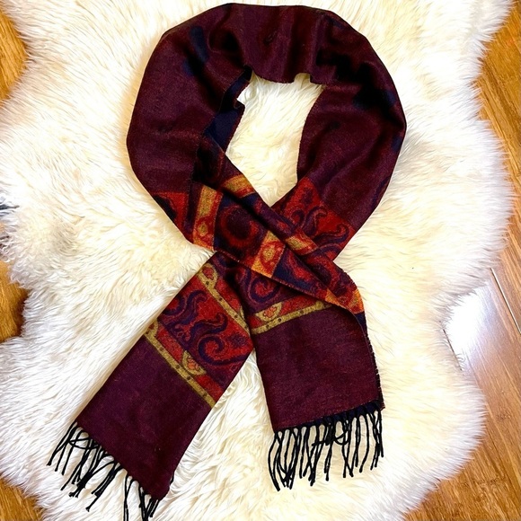 VTG V. Fraas Paisley and Filagree Fringed Cashmink Scarf Made in West Germany - Picture 3 of 9